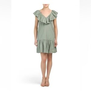 Rebecca Taylor Green Ruffle Mini Dress